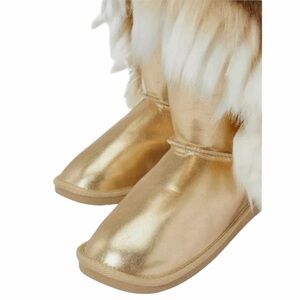 JustFab WINTER'S COMING Gold Metallic Furry Fuzzy Boots - Size 7